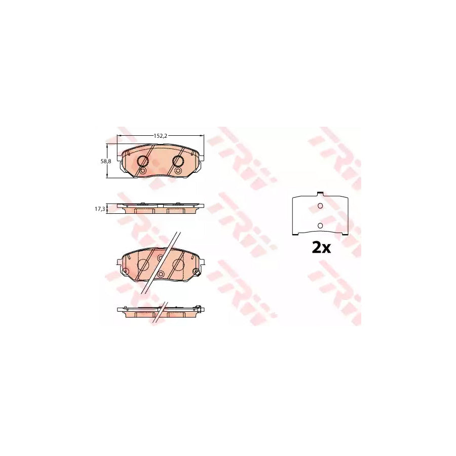 TRW Gdb3638 Brake Pad Set For Kia Sorento Iii Um With Acoustic Wear Warning With Accessories