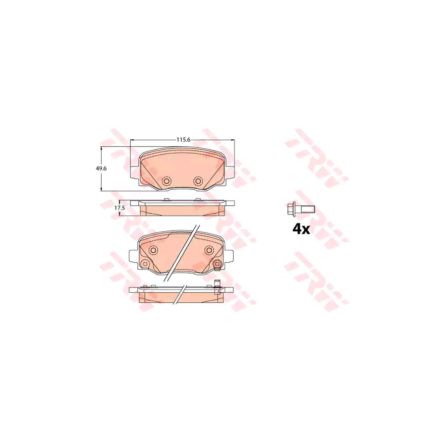TRW Gdb2116 Brake Pad Set With Acoustic Wear Warning With Brake Caliper Screws With Accessories