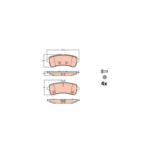 TRW Gdb2079 Brake Pad Set Prepared For Wear Indicator With Brake Caliper Screws With Accessories