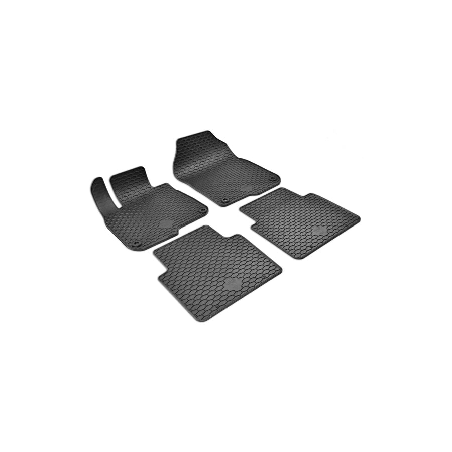 WALSER RubberLine 50843 Floor mat set Elastomer, Front and Rear, Quantity: 4, Black
