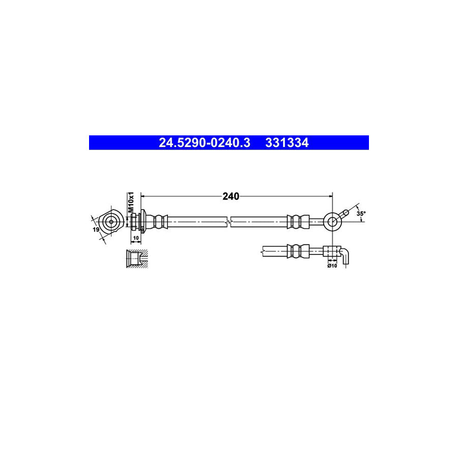 ATE 24 5290 0240 3 Brake Hose 240Mm M10X1 