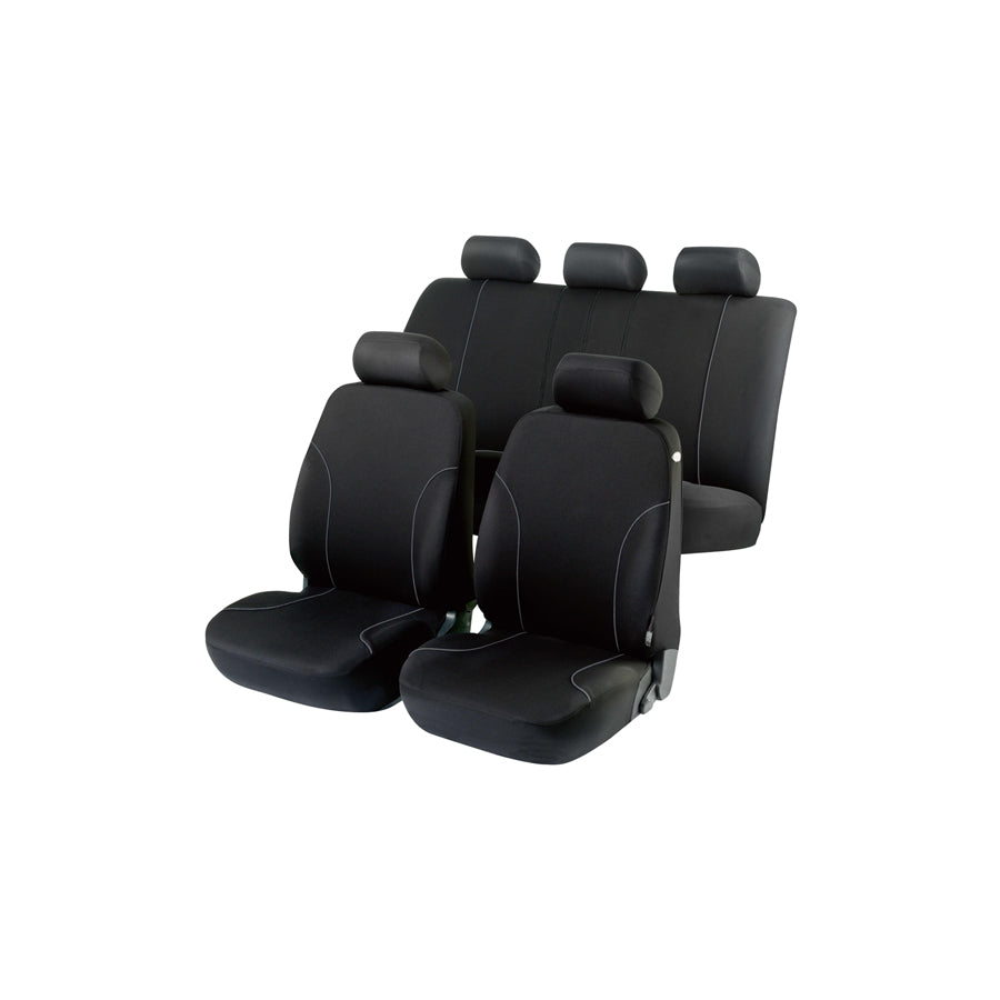 WALSER ZIPP-IT Basic 11799 Car seat cover Black, Polyester, Front and Rear