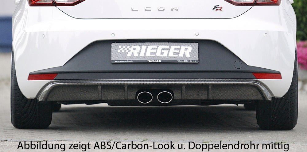 Rieger 00027008 SEAT 5F Leon FR Rear Diffuser for Twin Tailpipe Left & Right -  Matte Black
