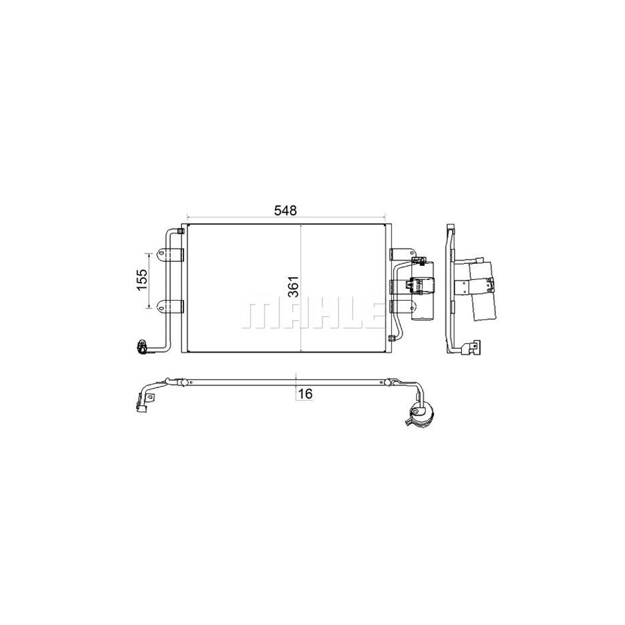 MAHLE ORIGINAL AC 228 001S Air conditioning condenser for VW NEW BEETLE with dryer, without dryer