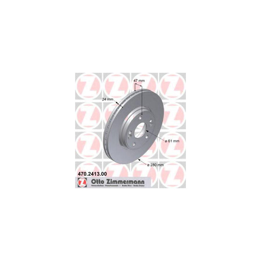 ZIMmERMANN 470 2413 00 Brake Disc for RENAULT LAGUNA Externally Vented High carbon