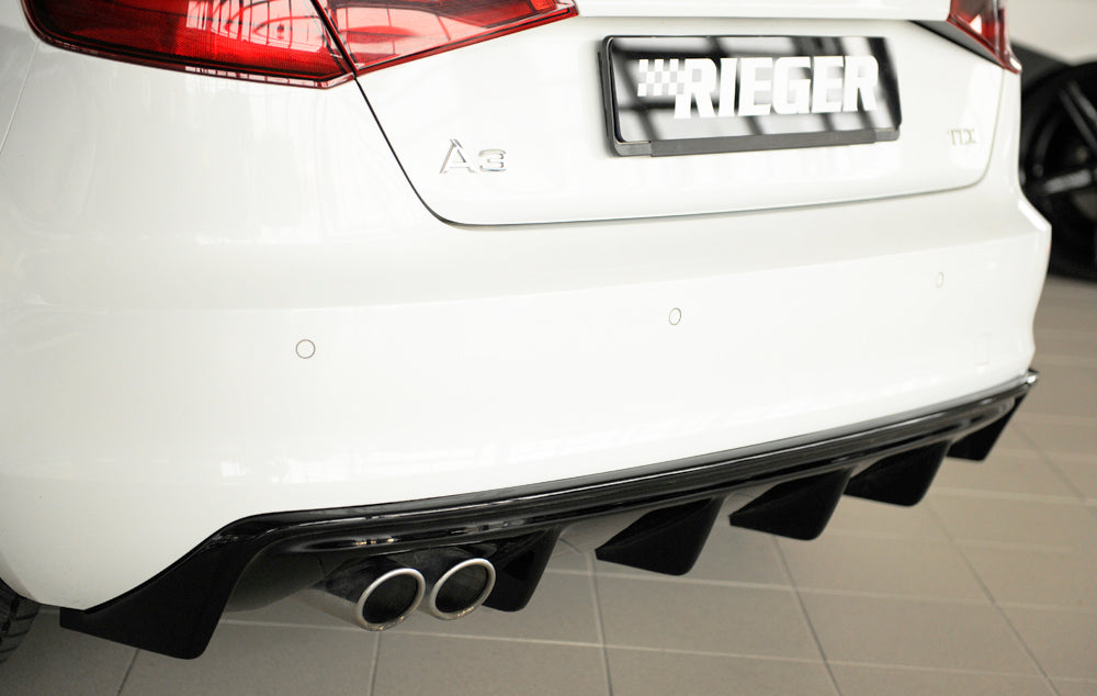 Rieger 00088100 Audi 8V A3 Rear Diffuser for Twin Tailpipe Left - Glossy Black