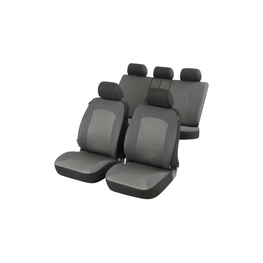 WALSER ZIPP IT Premium 11792 Car seat cover Grey, Polyester, Front and Rear