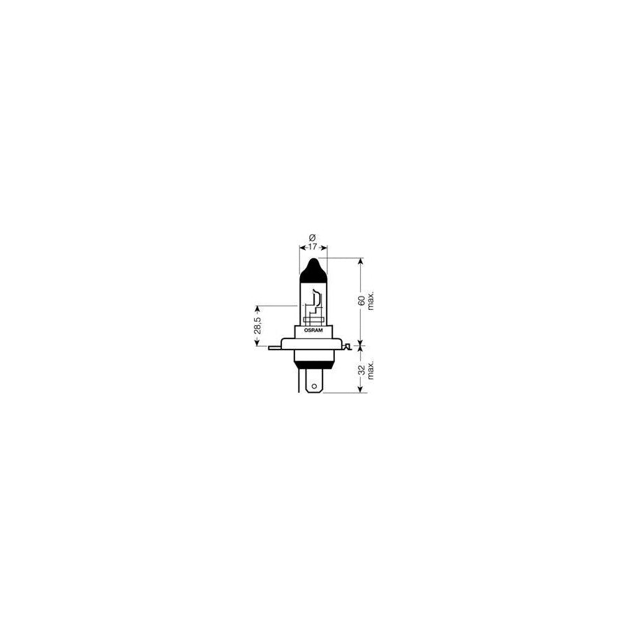 OSRAM 62203 Bulb, spotlight H4 12V 100 / 80W P43t 3200K Halogen