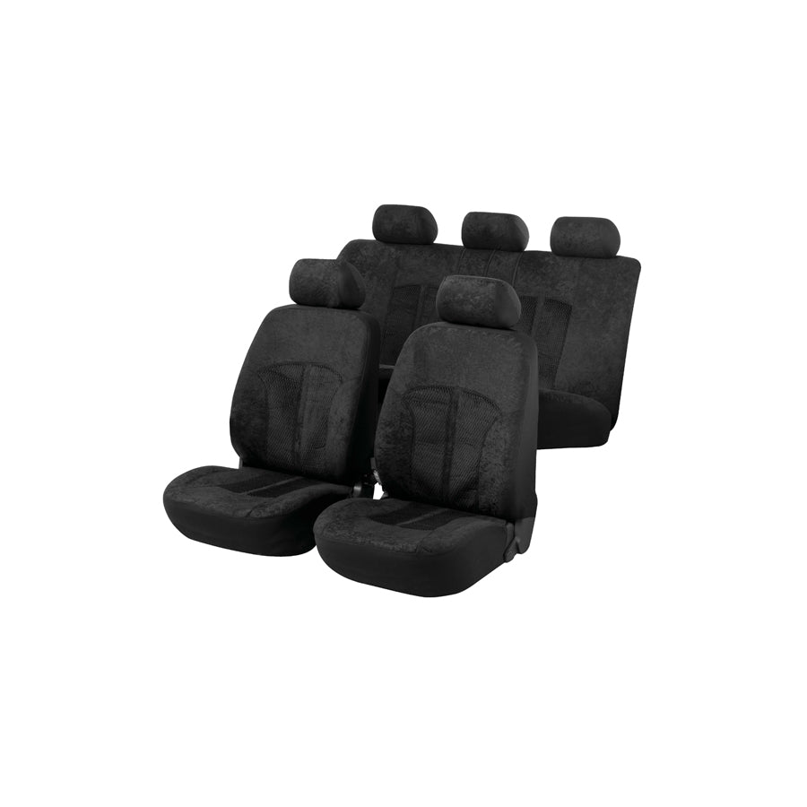 WALSER ZIPP IT Premium 11788 Car seat cover Black, Polyester, Front and Rear