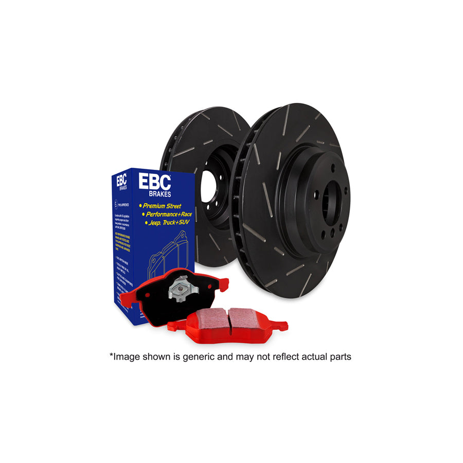 EBC Ford MK5 Mustang Redstuff 3000 Series Rear Sport Brake Pads & USR Slotted Discs Kit - Brembo Caliper