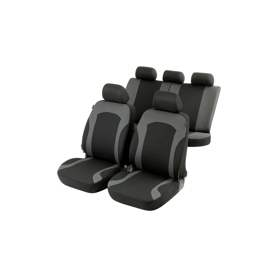 WALSER 11786 Car seat cover Black/Grey, Polyester, Front and Rear