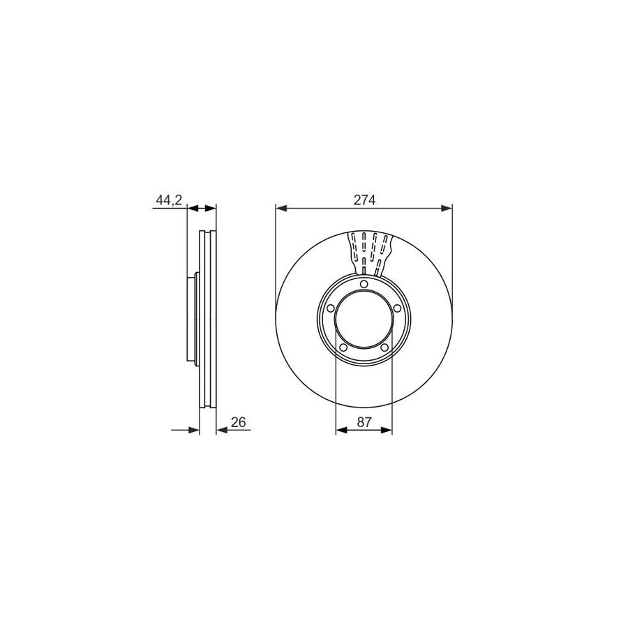 BOSCH 0 986 479 696 Brake Disc Vented Oiled