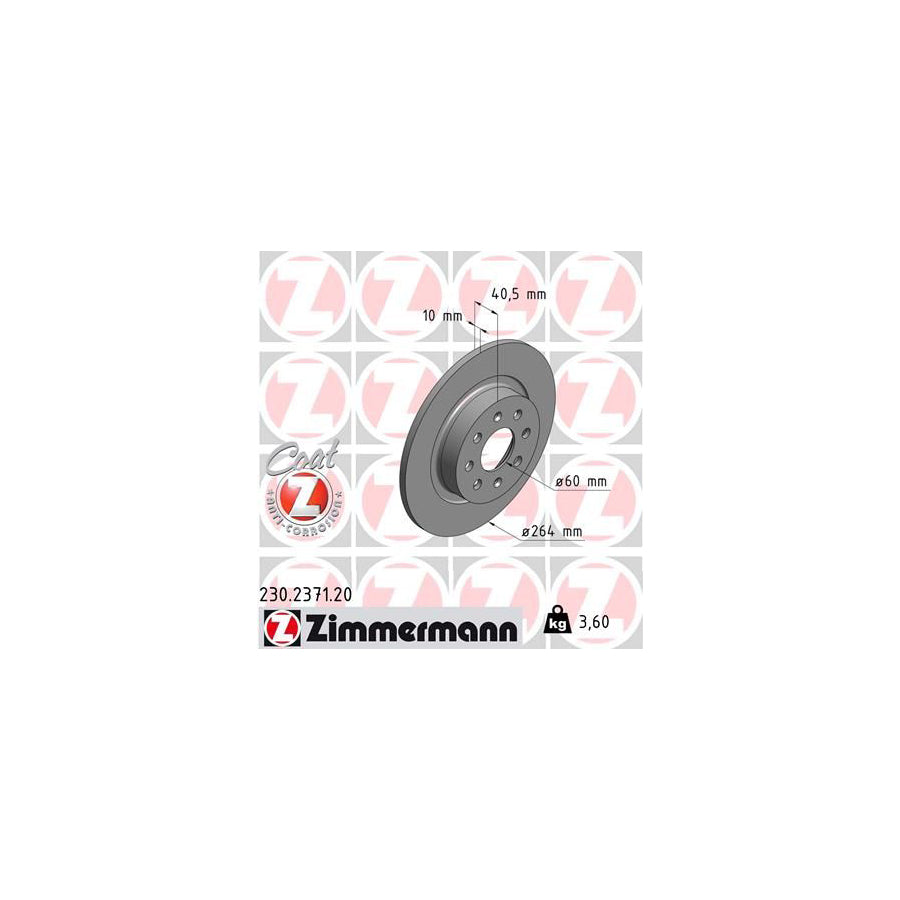 ZIMmERMANN COAT Z 230 2371 20 Brake Disc Solid Coated