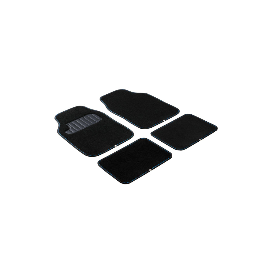 WALSER Universal fit, The Color 29020 Floor mat set Polyester, PP (Polypropylene), Front and Rear, Quantity: 4, Black, Blue