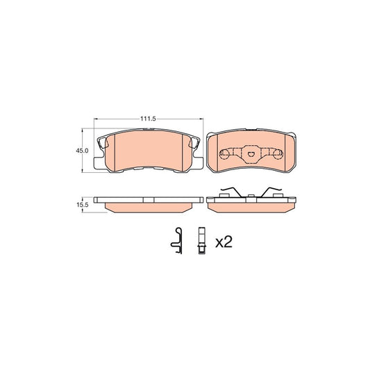 TRW Gdb3595 Brake Pad Set Not Prepared For Wear Indicator With Accessories