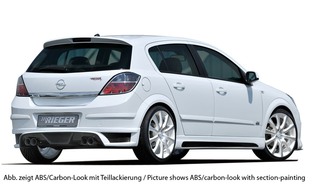 Rieger 00051268 Opel Astra H Rear Diffuser for Twin Tailpipe Left & Right -  Matte Black