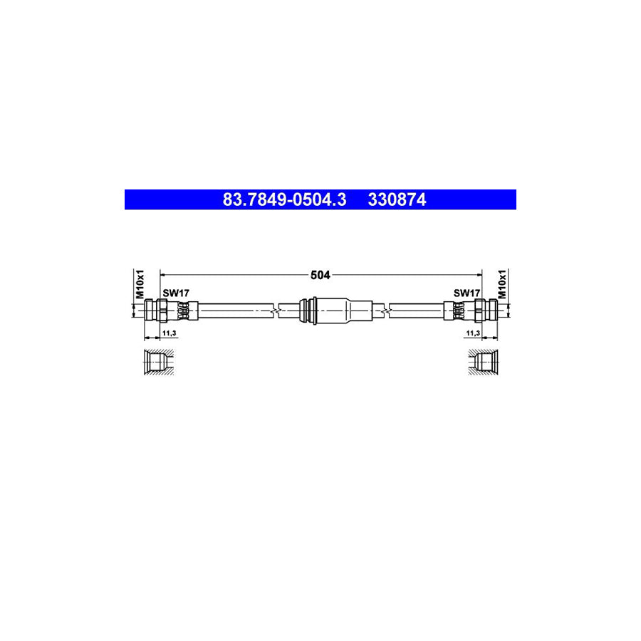 ATE 83 7849 0504 3 Brake Hose 504Mm
