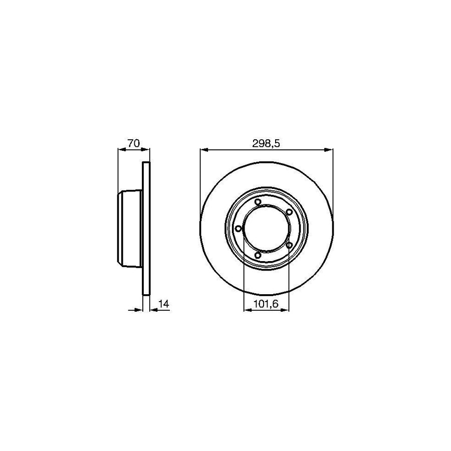 BOSCH 0 986 478 827 Brake Disc Solid Oiled