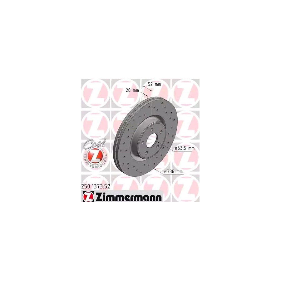 ZIMmERMANN SPORT COAT Z 250 1373 52 Brake Disc for FORD Focus Mk2 Hatchback DA_ HCP DP Internally Vented Perforated Coated