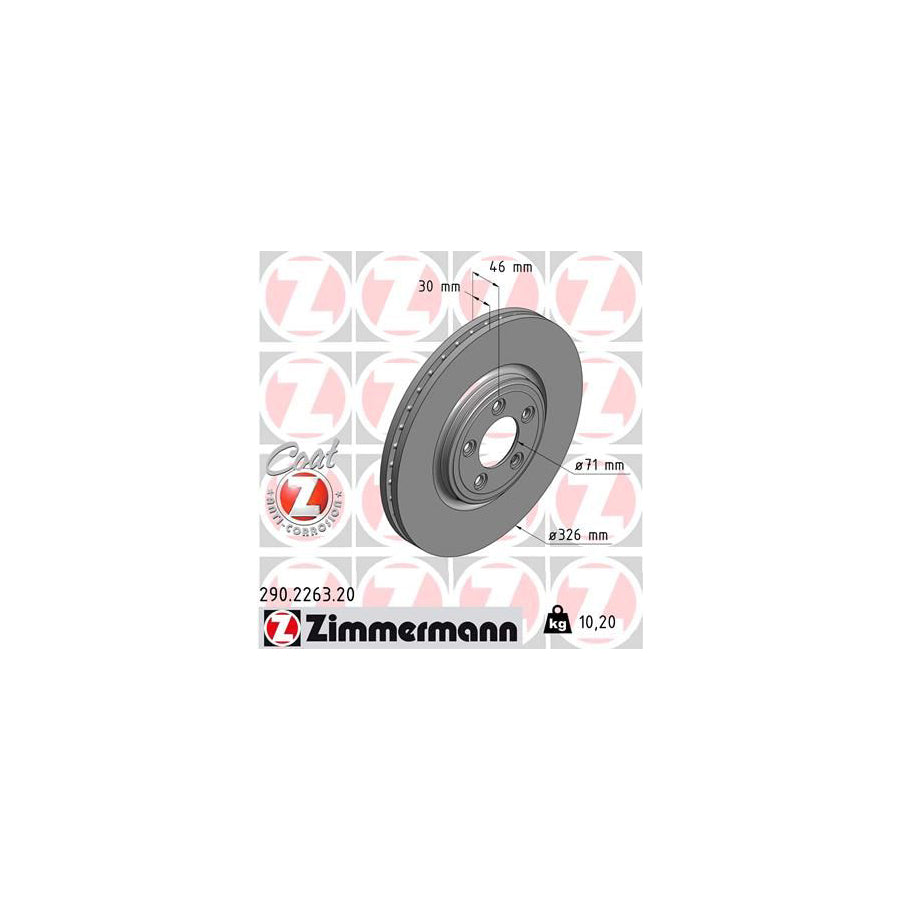 ZIMMERMANN COAT Z 290.2263.20 Brake Disc Internally Vented, Coated, High-carbon