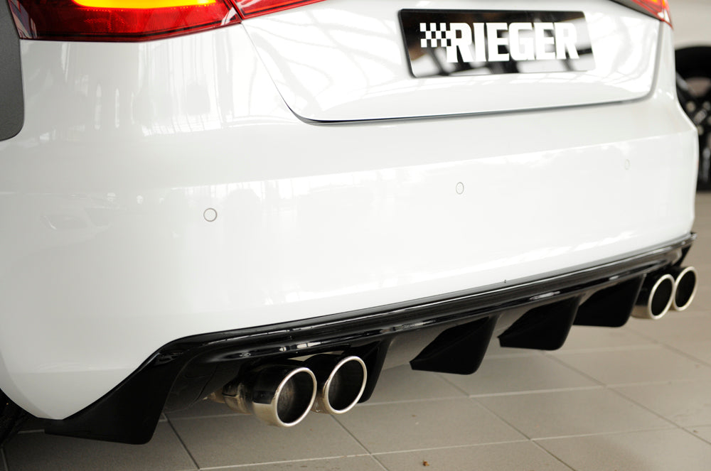 Rieger 00088101 Audi 8V A3 Rear Diffuser for Twin Tailpipe Left & Right - Glossy Black