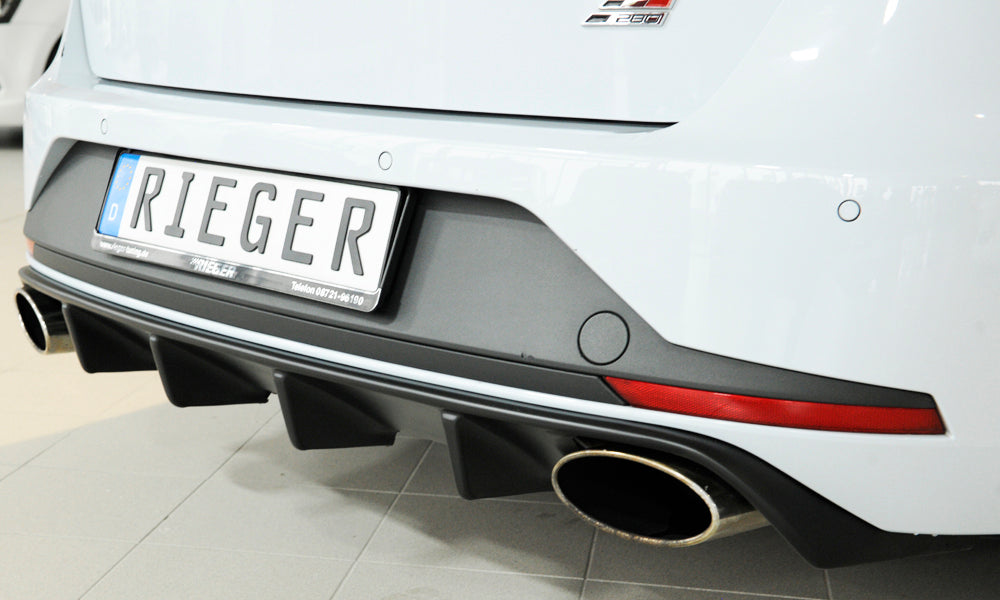 Rieger 00027024 SEAT 5F Leon Cupra Rear Diffuser for Original Tailpipe Left & RIght -  Matte Black