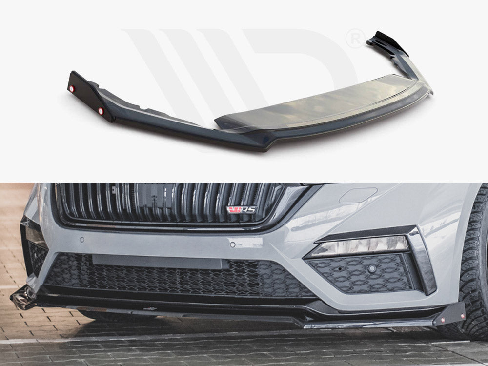 Maxton Design SK-OC-4-RS-FD2T Front Splitter V.2 + Flaps Skoda Octavia Rs MK4 | Duco Car Parts UK Car Parts