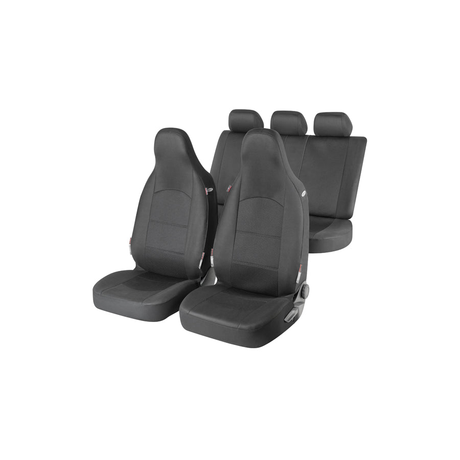 WALSER ZIPP IT Premium 11833 Car seat cover Black, Polyester, Front and Rear
