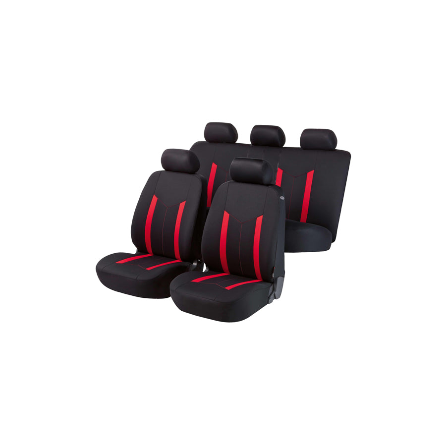 WALSER Hastings 11809 Car seat cover Black, Red, Polyester, Front and Rear