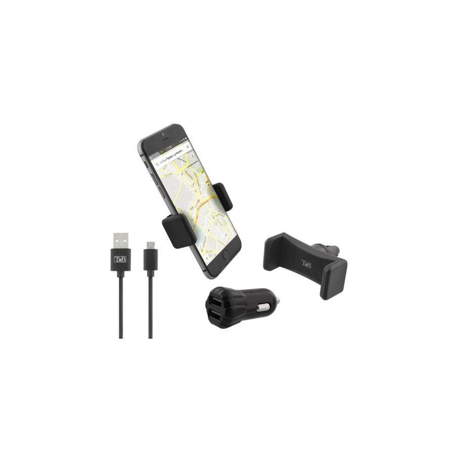 TnB 8686 Car phone holder with charger, air vent, cigarette lighter, with USB cable, universal 360??