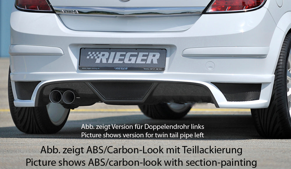 Rieger 00051267 Opel Astra H Rear Diffuser for Tailpipe Left -  Matte Black