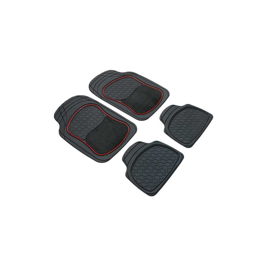 WALSER Universal fit, Royal 28015 Floor mat set Elastomer, Front and Rear, Quantity: 4, Black, Red