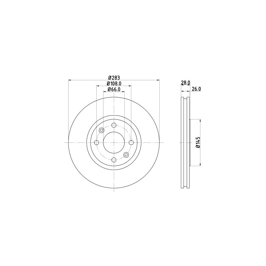 HELLA PRO 8DD 355 105 051 Brake Disc Externally Vented Coated without wheel hub without wheel studs