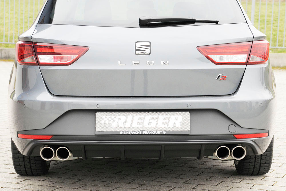 Rieger 00027025 SEAT 5F Leon FR Rear Diffuser for Twin Tailpipe Left & Right -  Matte Black