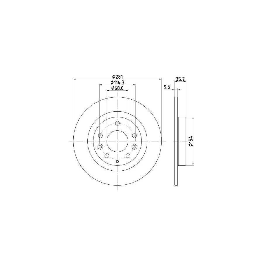 HELLA 8DD 355 126 711 Brake Disc for MAZDA CX 3 DK Solid Coated without wheel hub without wheel studs