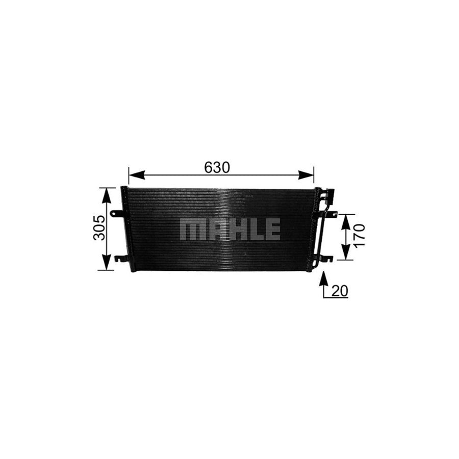 MAHLE ORIGINAL AC 231 000S Air conditioning condenser for VW TRANSPORTER without dryer, for vehicles with long front