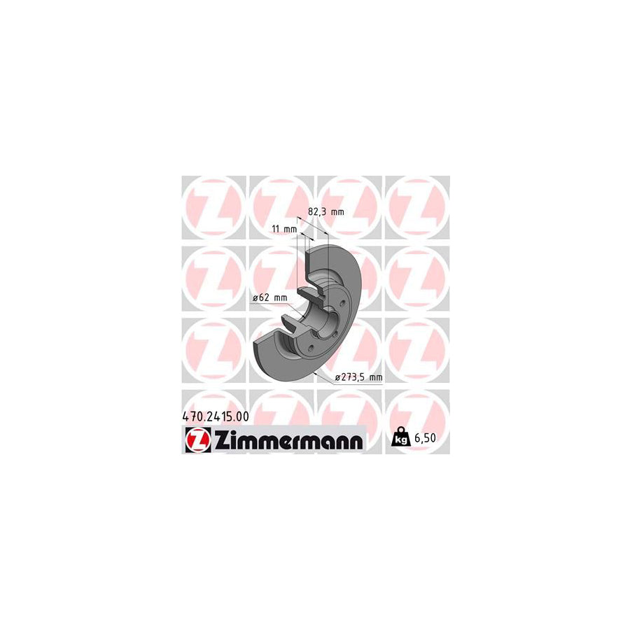 ZIMmERMANN 470 2415 00 Brake Disc for RENAULT LAGUNA Solid without ABS sensor ring without wheel bearing