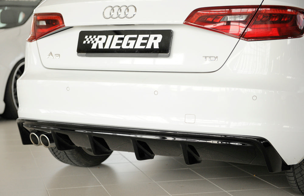 Rieger 00088100 Audi 8V A3 Rear Diffuser for Twin Tailpipe Left - Glossy Black