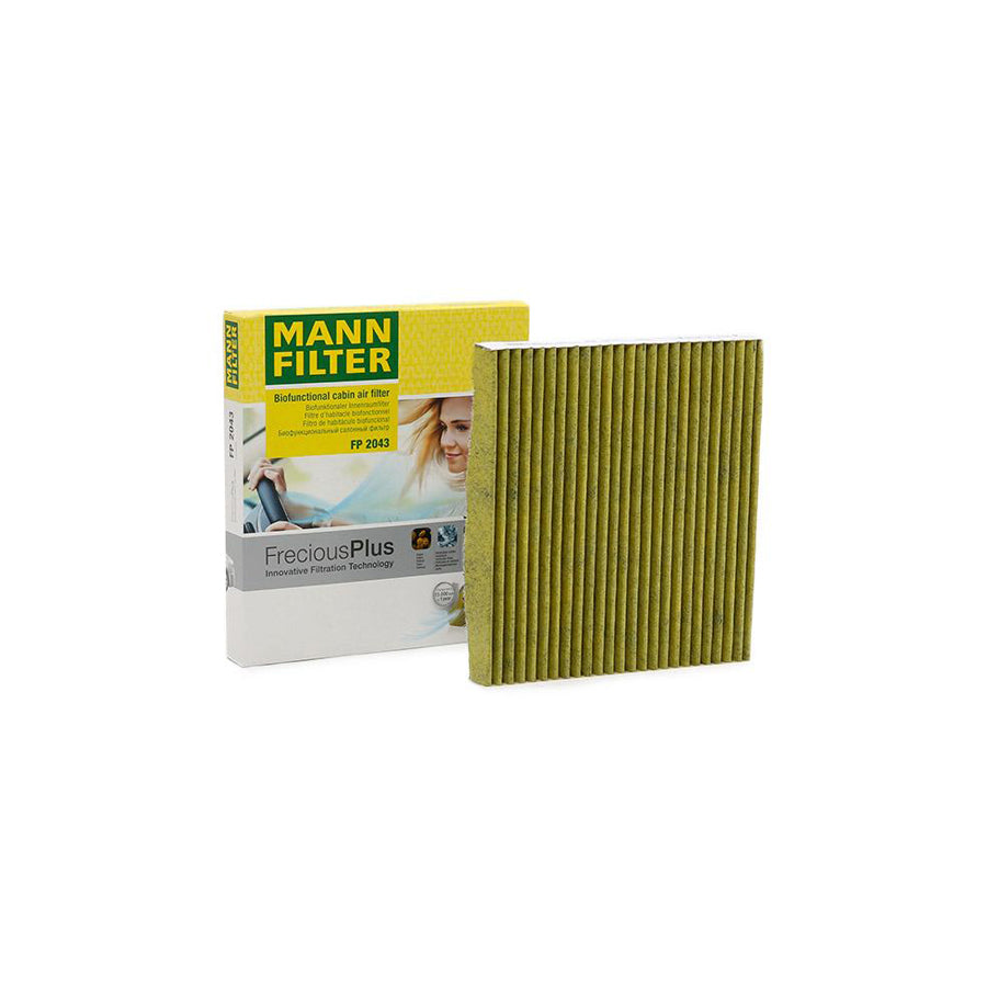 MANN-FILTER FreciousPlus FP 2043 Pollen filter Activated Carbon Filter, Activated Carbon Filter with polyphenol, Particulate filter (PM 2.5), with antibacterial action, with fungicidal effect