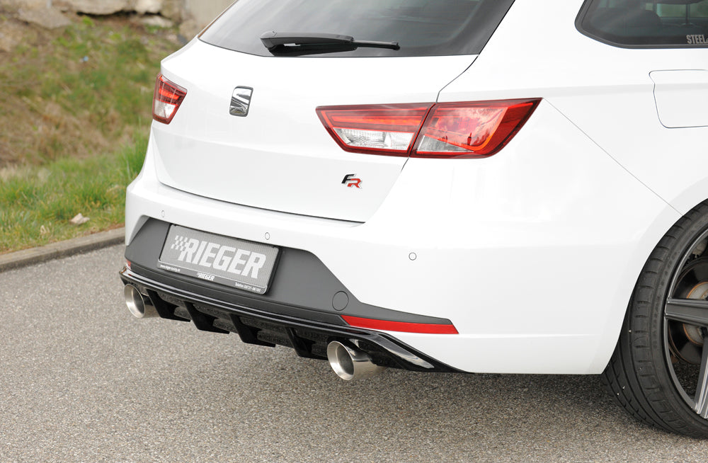 Rieger 00088104 SEAT 5F Leon FR Rear Diffuser for Sport Tailpipe Left & Right - Glossy Black