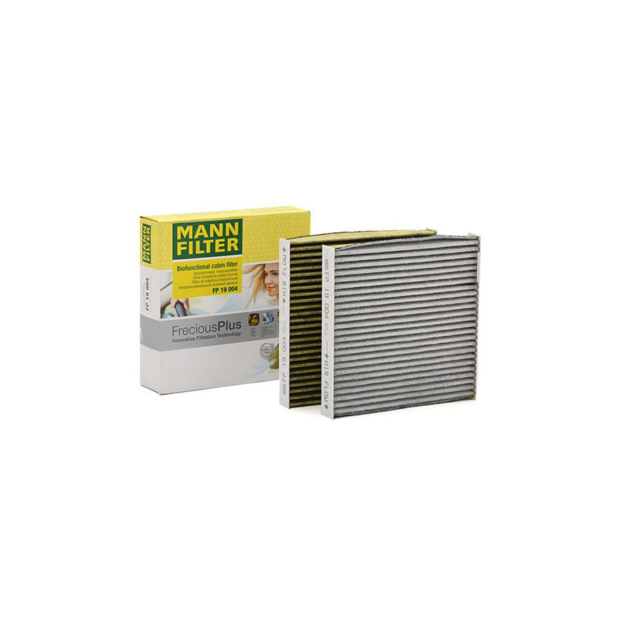 MANN-FILTER FP 19 004 Pollen filter Activated Carbon Filter, Activated Carbon Filter with polyphenol, Particulate filter (PM 2.5), with antibacterial action, with fungicidal effect, FreciousPlus