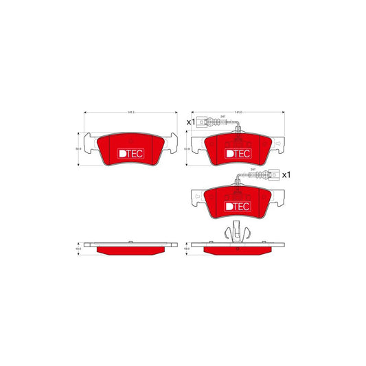 TRW Dtec Cotec Gdb1672Dte Brake Pad Set For Vw Touareg I 7La 7L6 7L7 Incl Wear Warning Contact