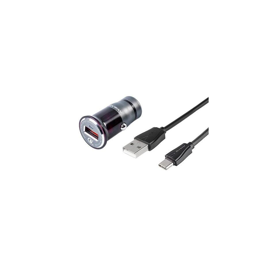 CARMOTION 63001 In-car charger 1m, Number of inlets/outlets: 1, with USB cable, USB type-C, Black