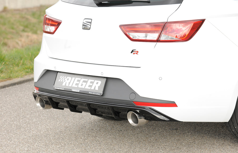 Rieger 00088104 SEAT 5F Leon FR Rear Diffuser for Sport Tailpipe Left & Right - Glossy Black