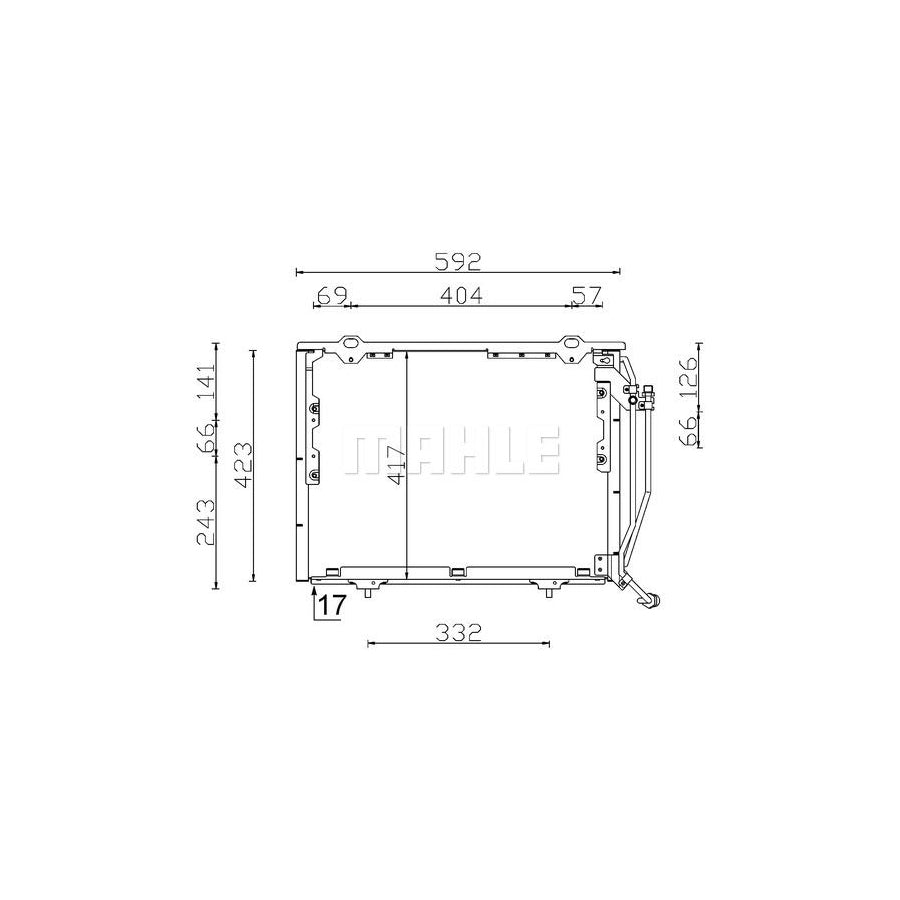 MAHLE ORIGINAL AC 243 000S Air conditioning condenser suitable for MERCEDES-BENZ C-Class without dryer