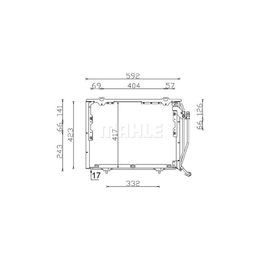 MAHLE ORIGINAL AC 243 000S Air conditioning condenser suitable for MERCEDES-BENZ C-Class without dryer
