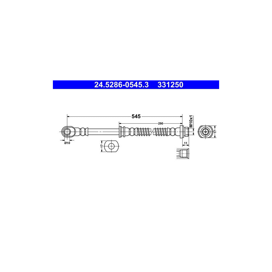 ATE 24 5286 0545 3 Brake Hose for MITSUBISHI LANCER 545Mm M10X1 
