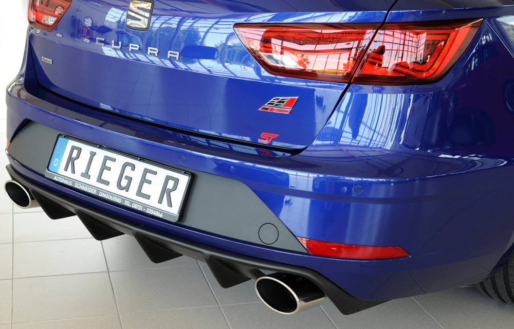 Rieger 00027038 SEAT 5F Leon Cupra Rear Diffuser for Original Tailpipe Left & RIght -  Matte Black