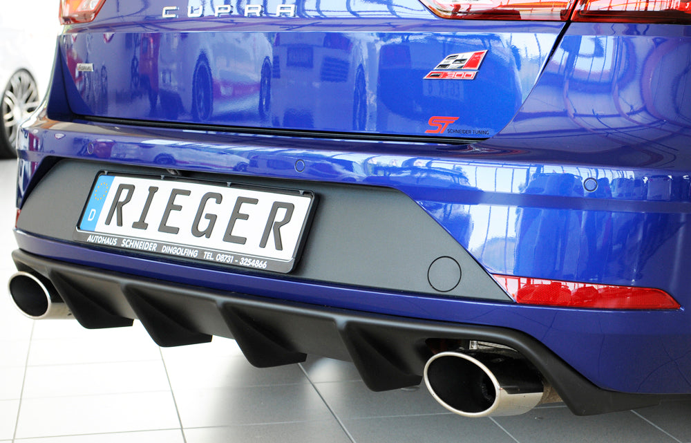 Rieger 00027038 SEAT 5F Leon Cupra Rear Diffuser for Original Tailpipe Left & RIght -  Matte Black