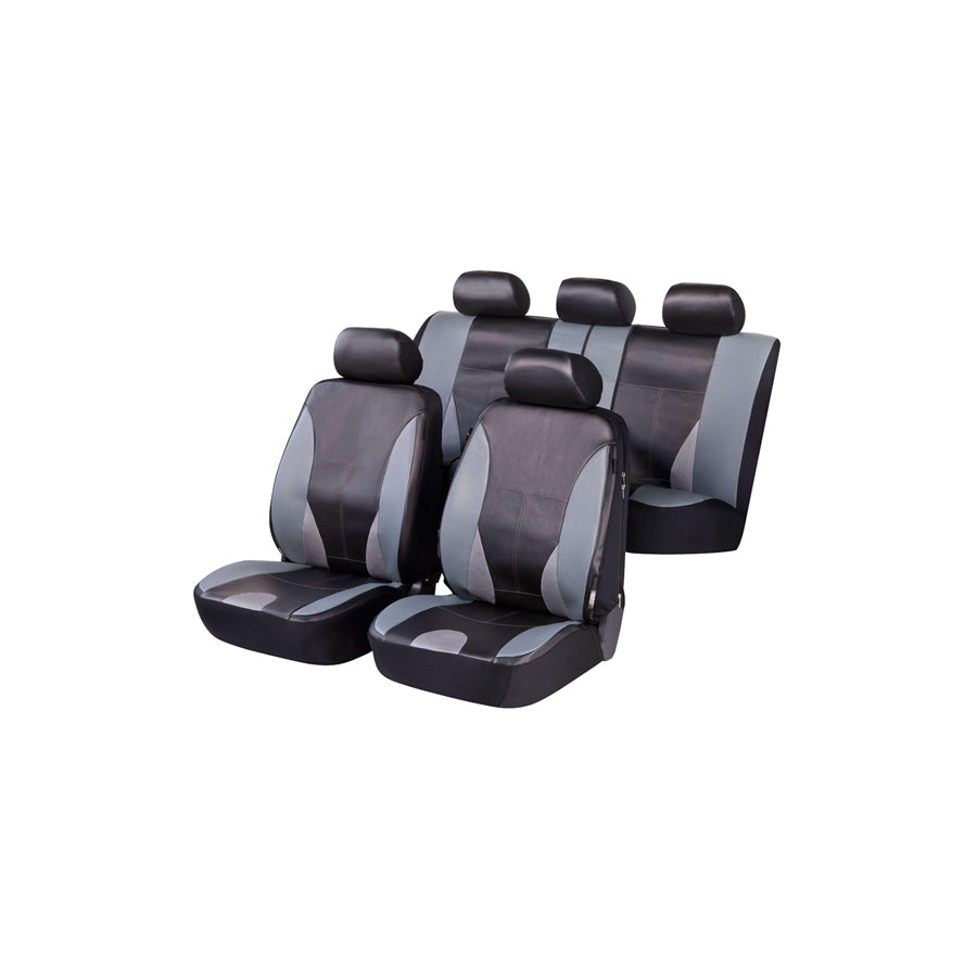 WALSER ZIPP IT Deluxe 11983 Car seat cover Black/Grey, Leatherette, Front and Rear